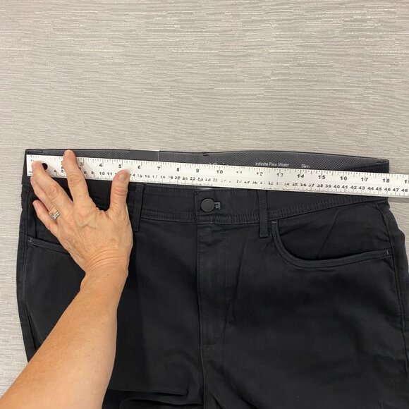 Calvin Klein Chino Pants Mens 36 x 32 Black Slim Fit Straight Flex Waist Cotton - Picture 8 of 13